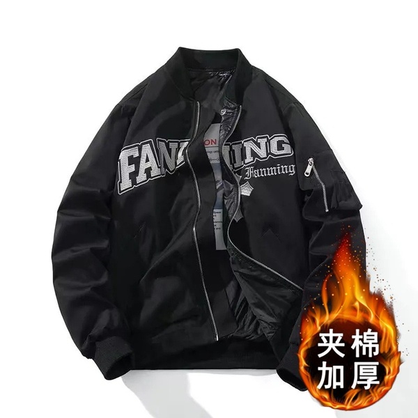 加厚棒球服外套男女飞行员夹克男生上衣春秋冬美式高街头风复古