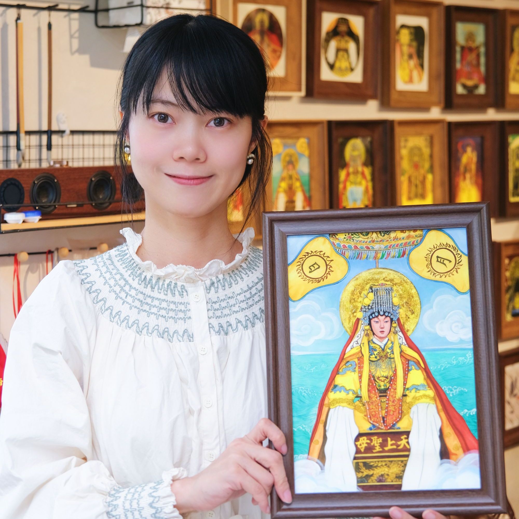 林燕丽绘画海神妈祖  A4尺寸：21*29.7厘米 收藏级艺术微喷 含装裱