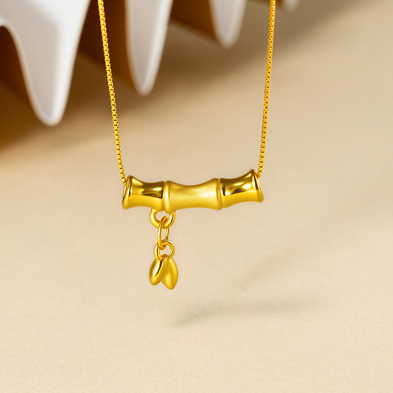 足金999节节高配件黄金竹节坠新款