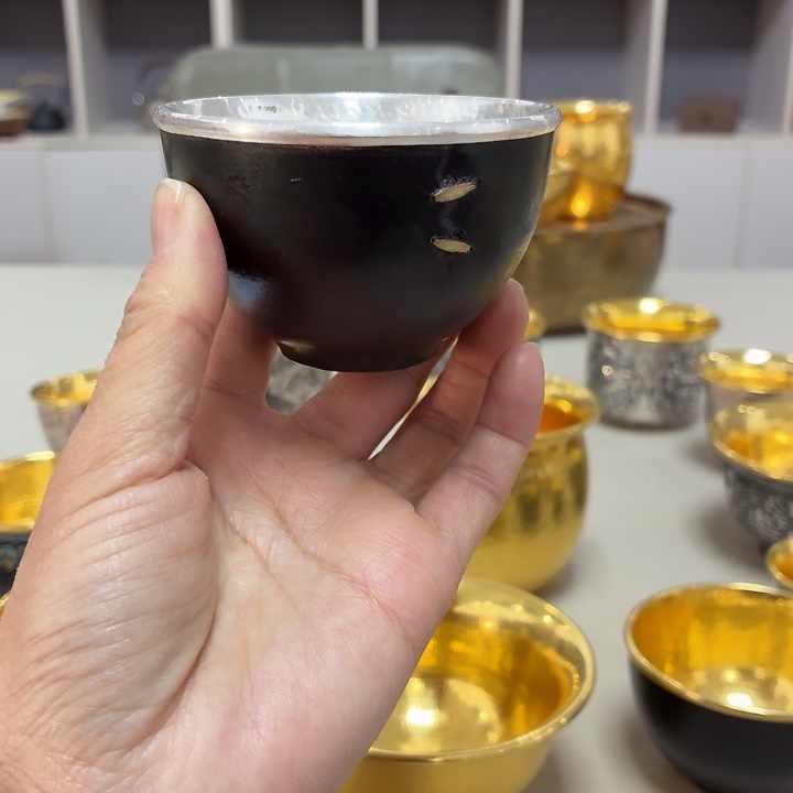 李小鹤铁包银足银999锔钉杯100毫升