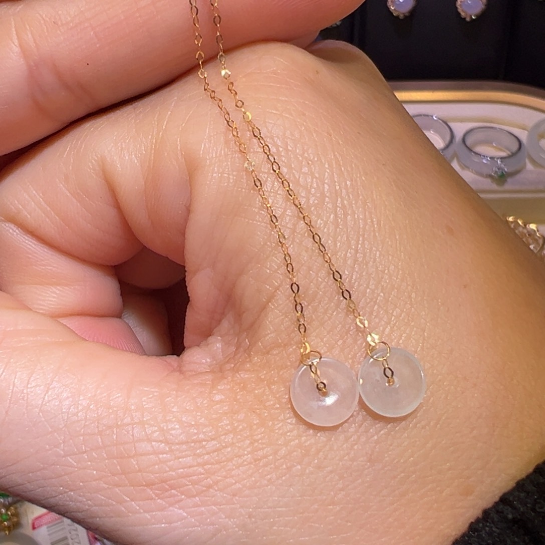 翡翠颈饰18K金镶嵌耳环