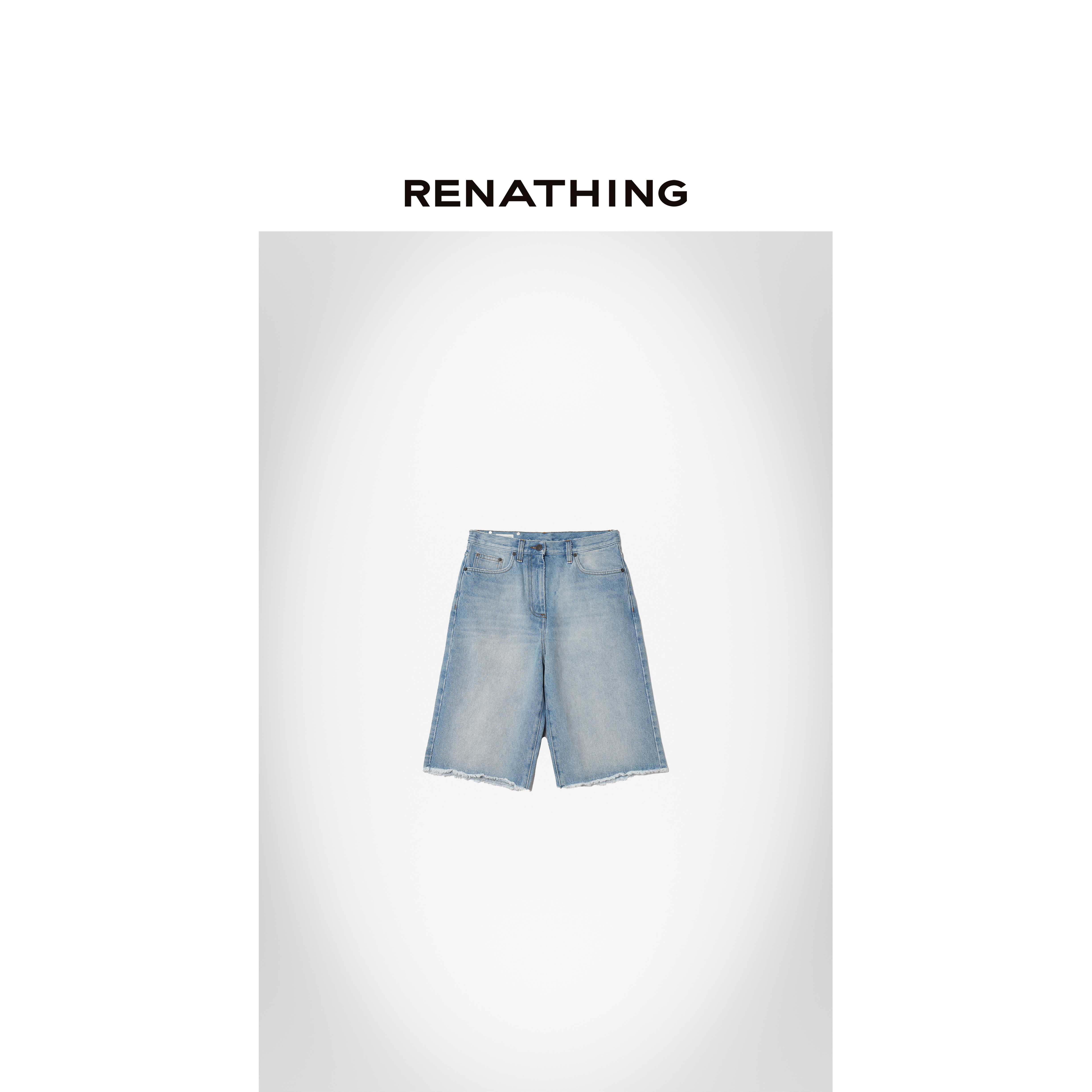 【RENATHING】重工水洗毛边牛仔中裤