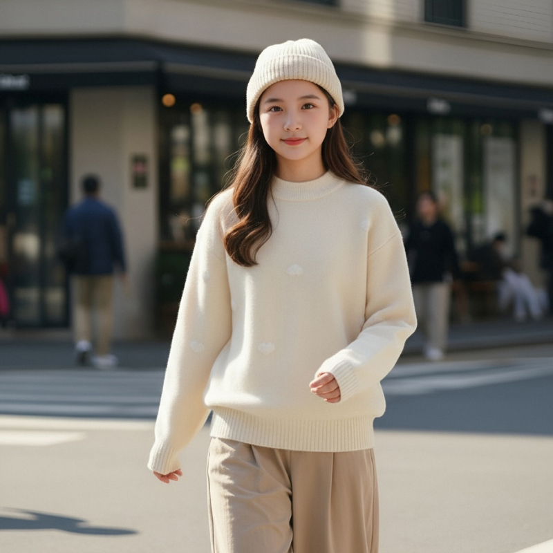 青少年装女童毛衣大童冬季高初中生加厚内搭保暖打底针织衫女生
