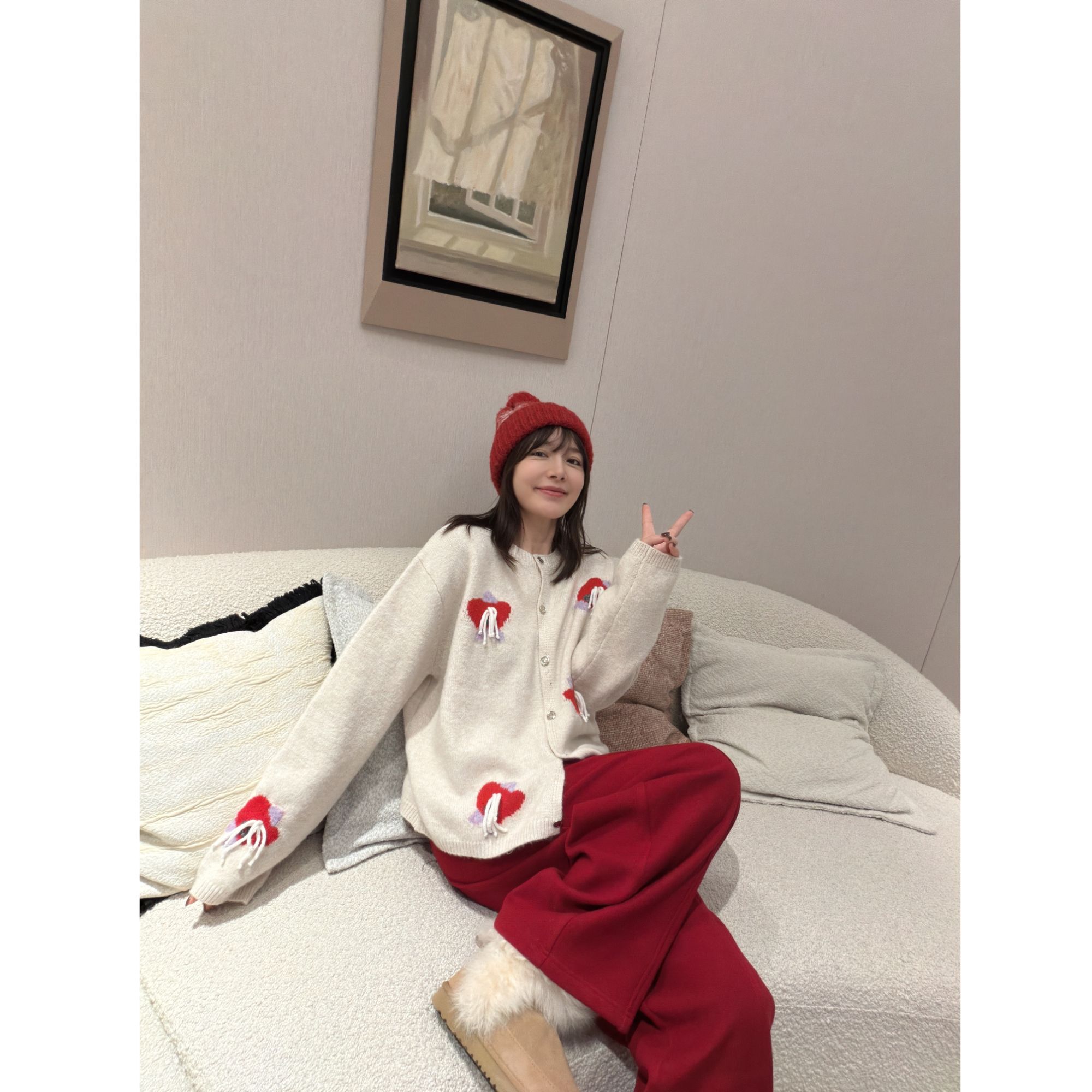 BETTER JOELAY-【灰底生花​​】时尚针织套头毛衣慵懒LL6592