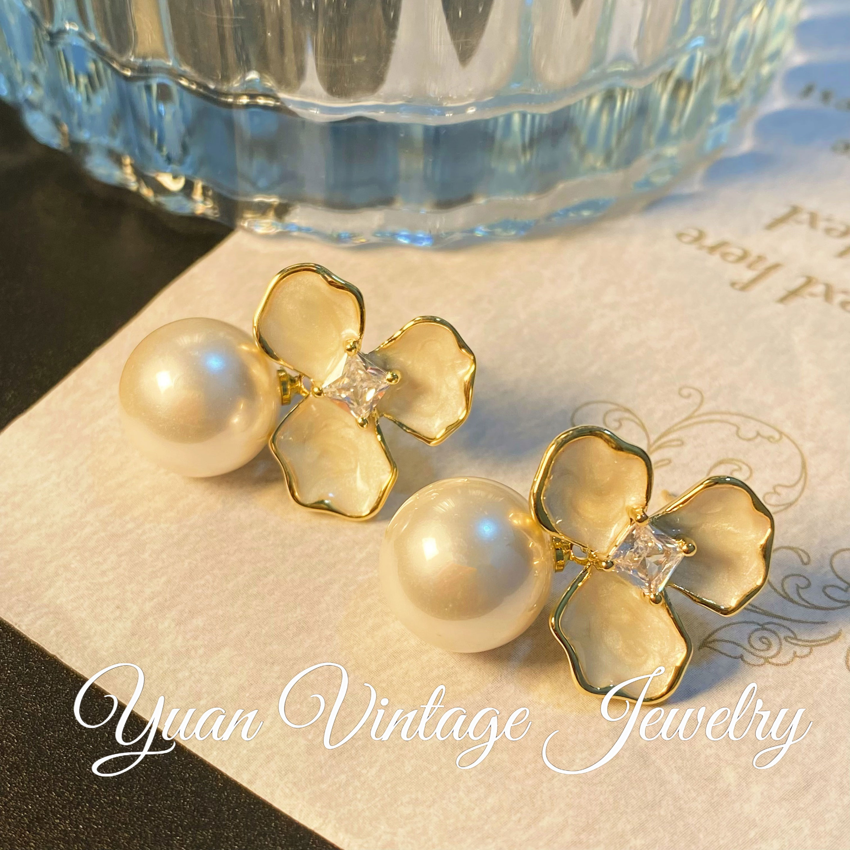 渡K金 E6641法★【霜叶月珠】LIWEIKE  爱罗妮  福利限定 耳钉