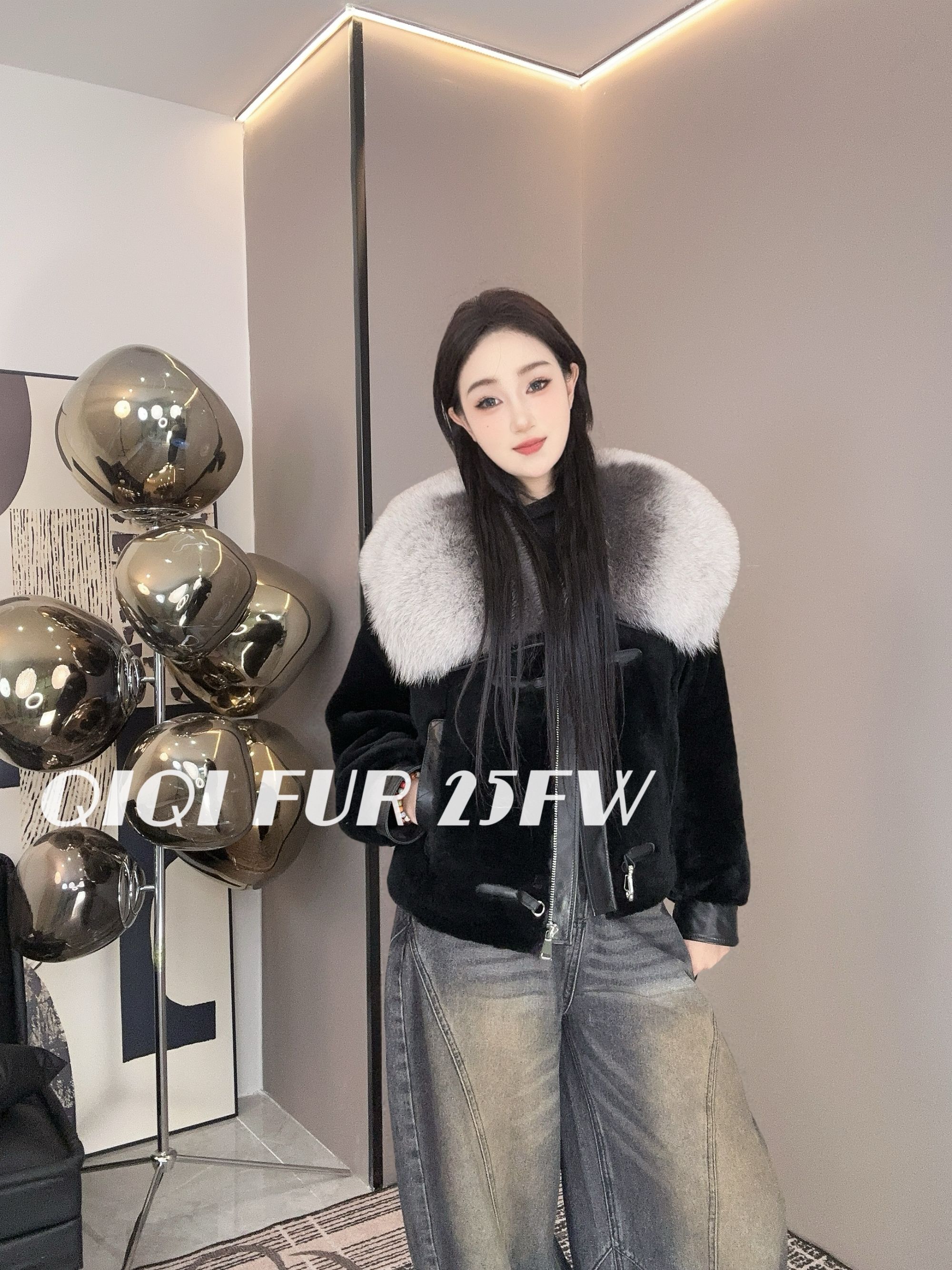  【琪琪推荐】XIASIQING｜25FW 2565 新款时尚狐狸毛皮毛一体外套