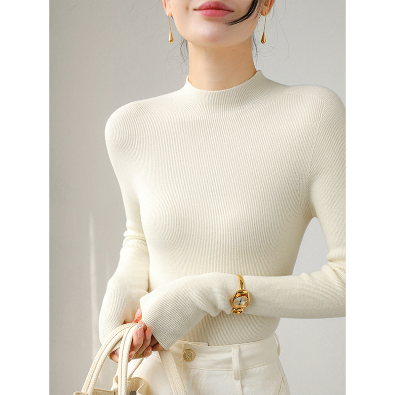 TUDJ【无缝羊毛加厚针织衫】修身上衣女款秋冬季半高领叠穿内搭毛衣