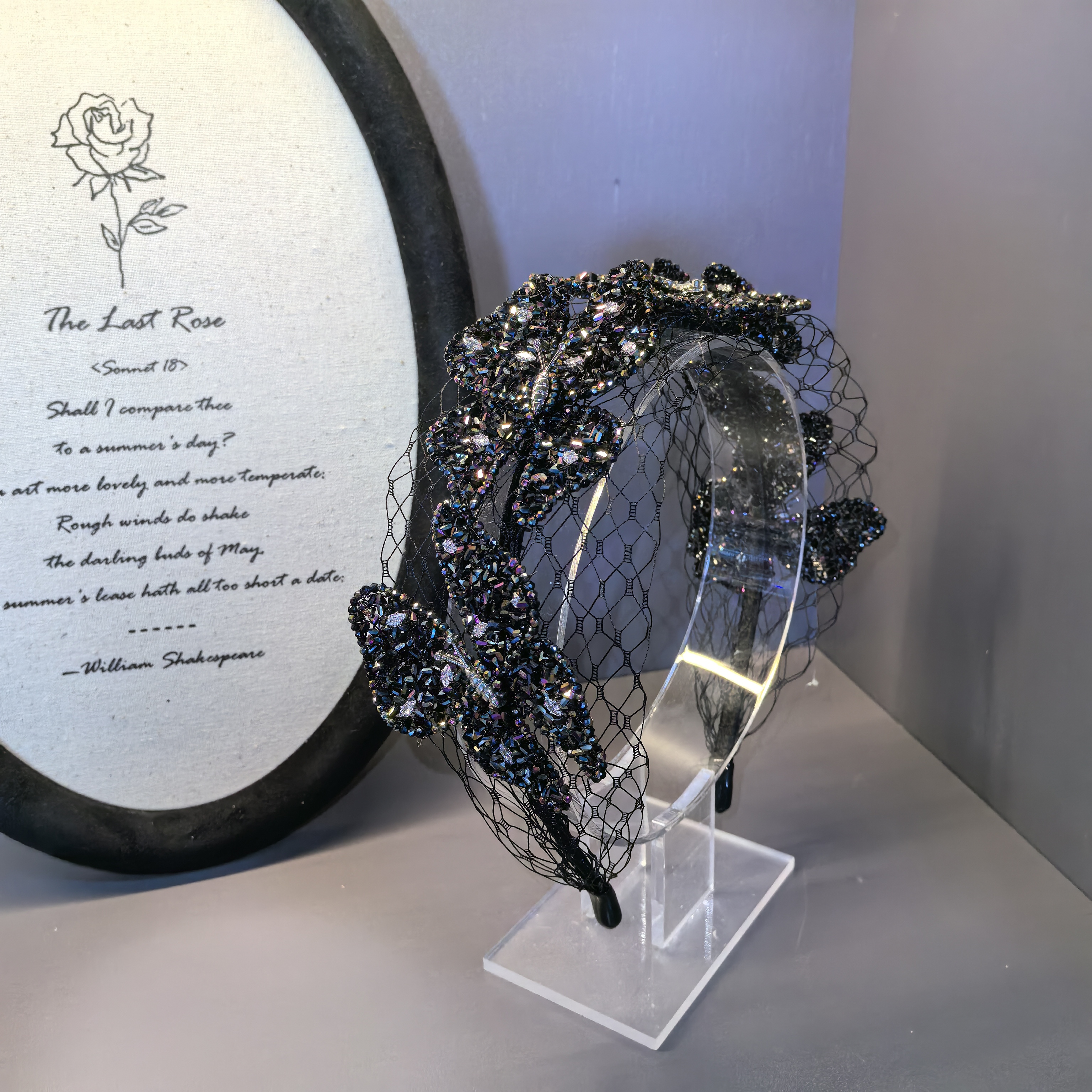 西子家莫奈黑色微丝密镶蝴蝶高定发箍