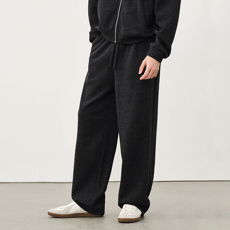 714street仿羊绒毛呢垂感卫裤秋冬休闲裤松弛感老钱风裤子522305