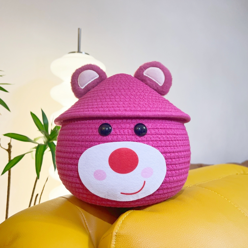 可爱草莓熊手工圆形创意家用储物收纳桶儿童玩具桶