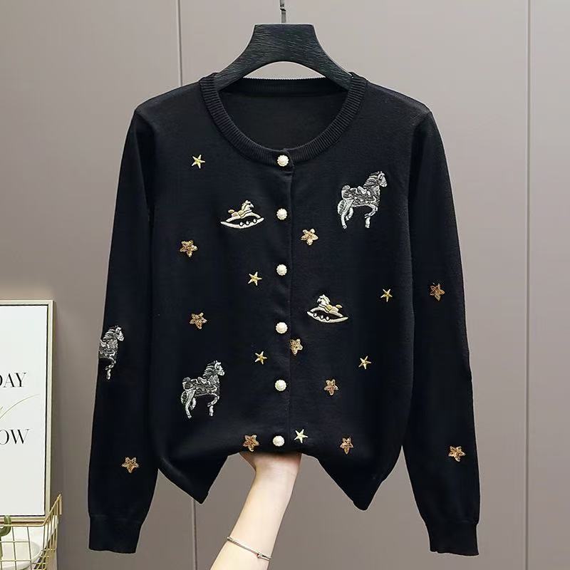 G时尚亮片珍珠扣设计感上衣女洋气小外套752