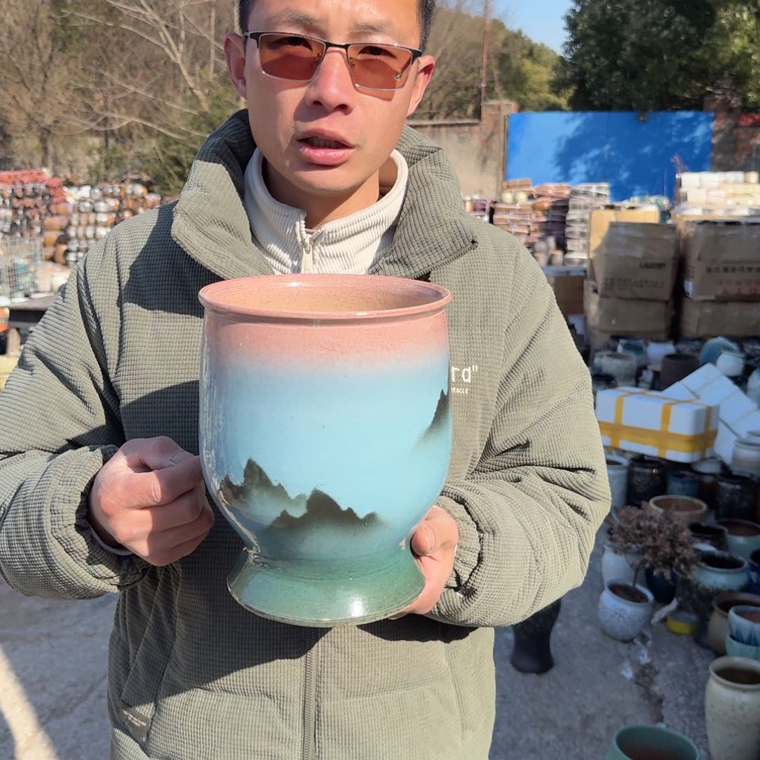 紫砂花盆瓷器景德镇一个粉色