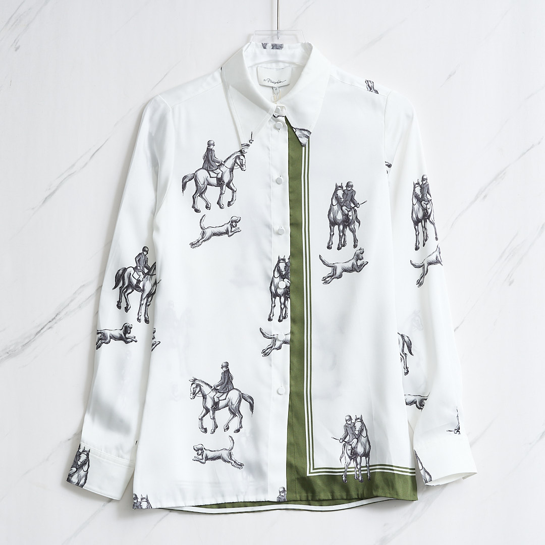 全新未使用 3.1 Philliplim 女士马术印花衬衣PLGU00018