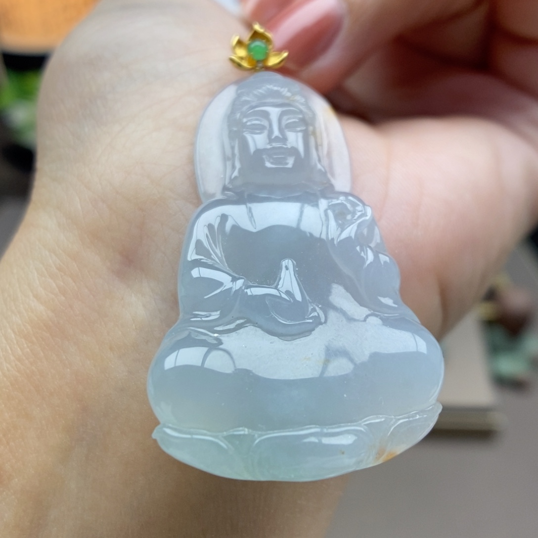 翡翠18K金镶嵌颈饰吊坠23