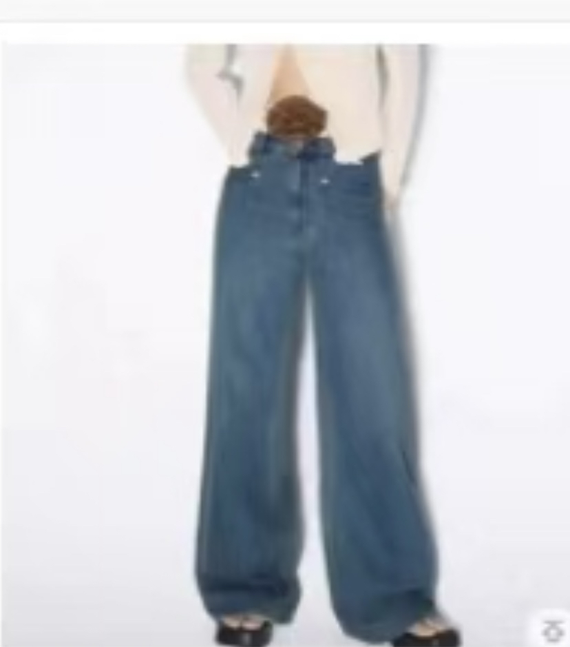 刘亦菲同款高腰复古牛仔阔腿裤