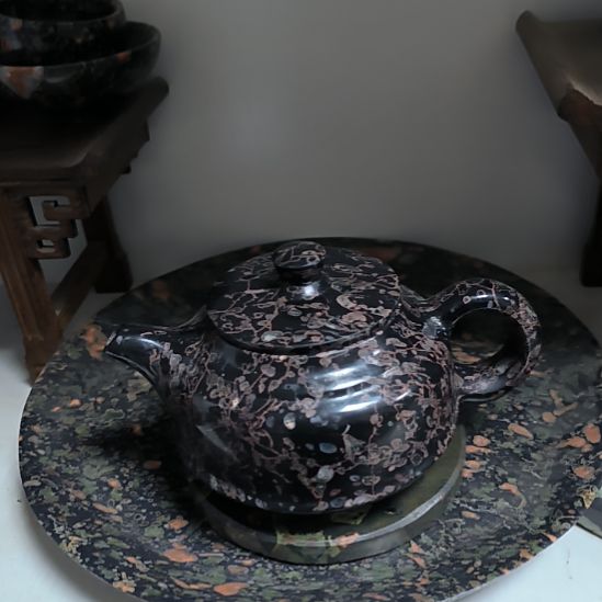 石材紫金花茶壶，特惠朋友。