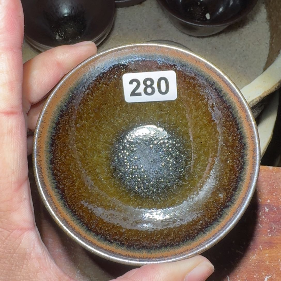 小雨茶盏，手工柴烧，偏底