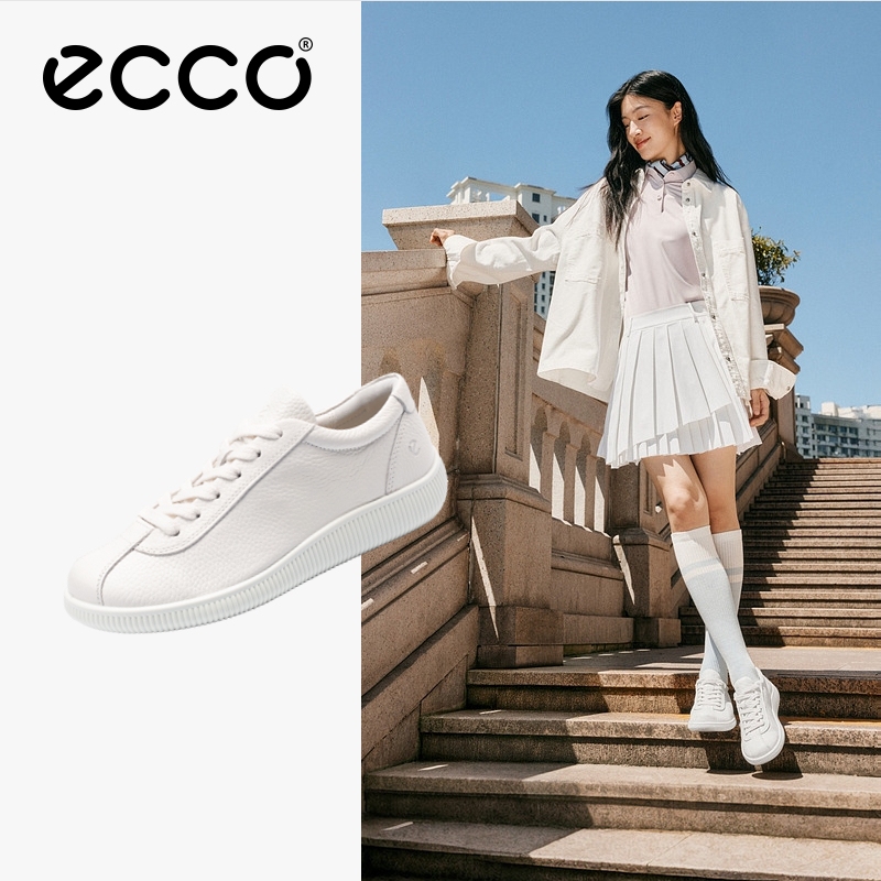 ECCO爱步女鞋休闲流光平底板鞋德训鞋小白鞋柔酷零点鞋子220263