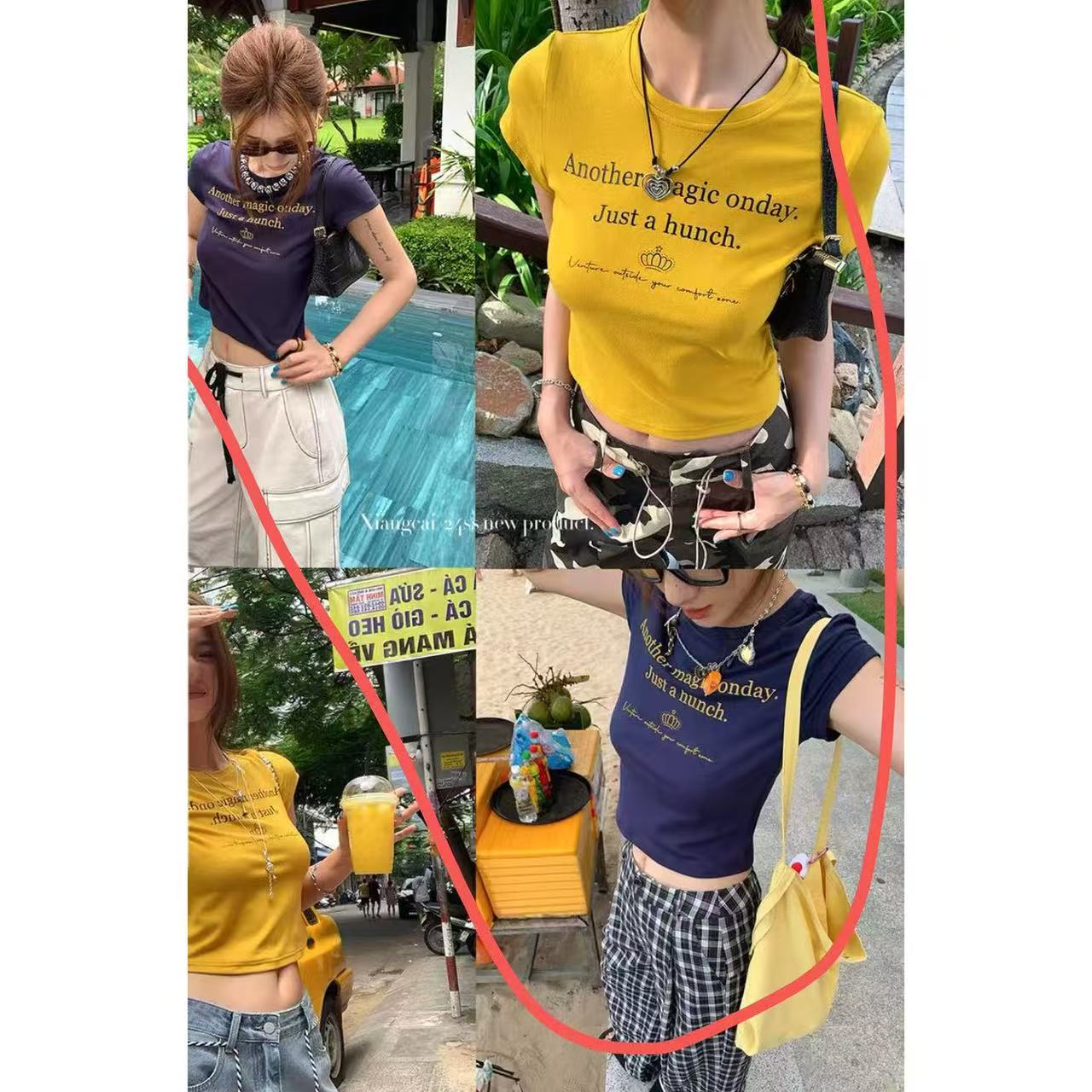 徐秋阳 皇冠短袖（小版型）春季新款百搭时尚休闲显瘦短袖3667-111