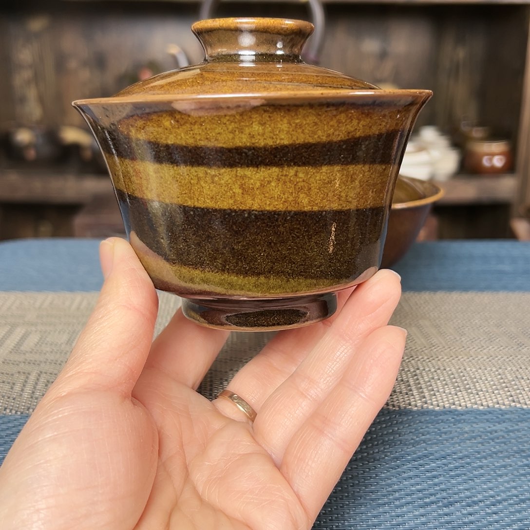 纯手工两才盖碗原矿釉