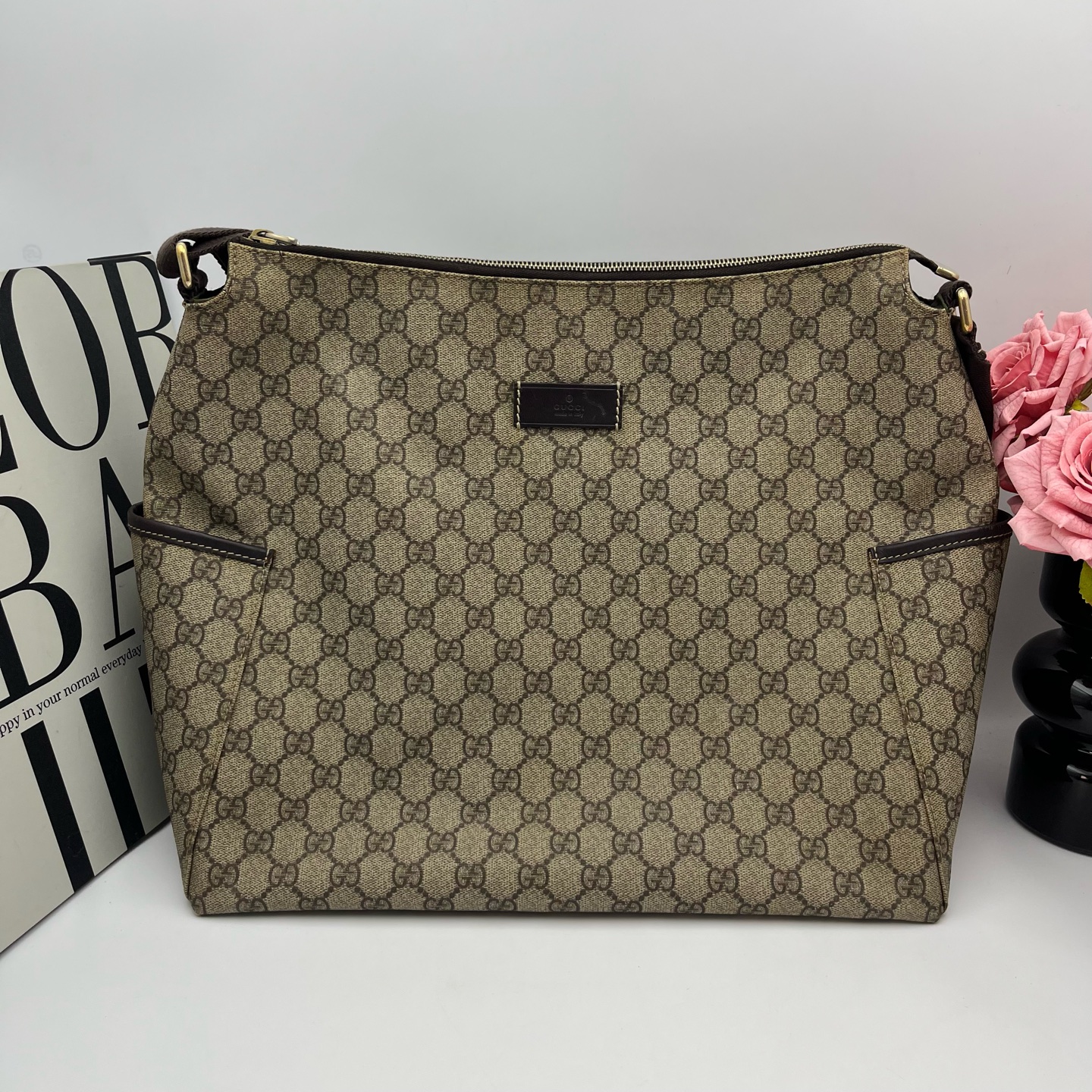 95新 GUCCI/古驰 Gucci老花pvc斜挎包 xy 7043