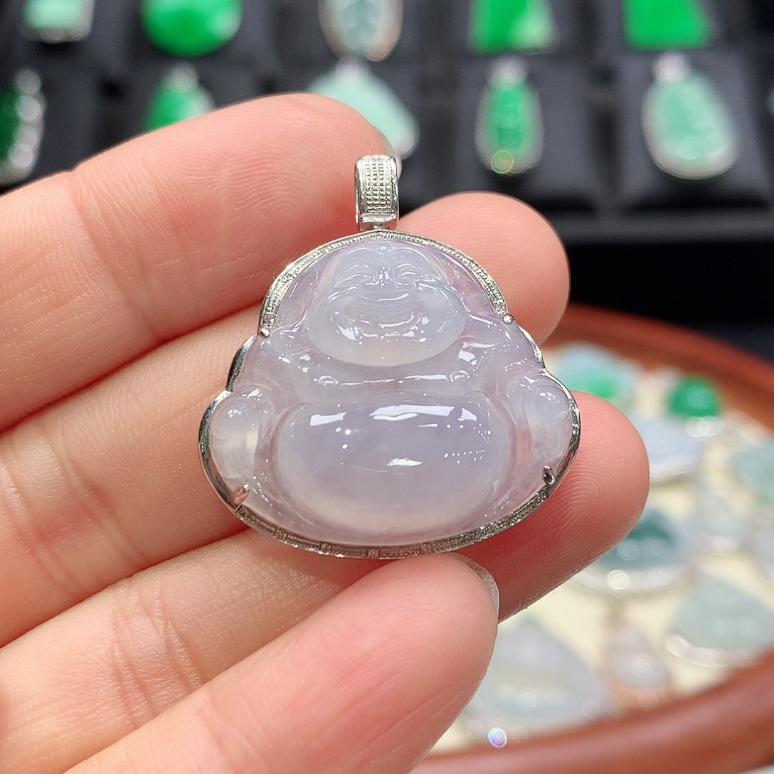 翡翠颈饰18K金镶嵌佛公
