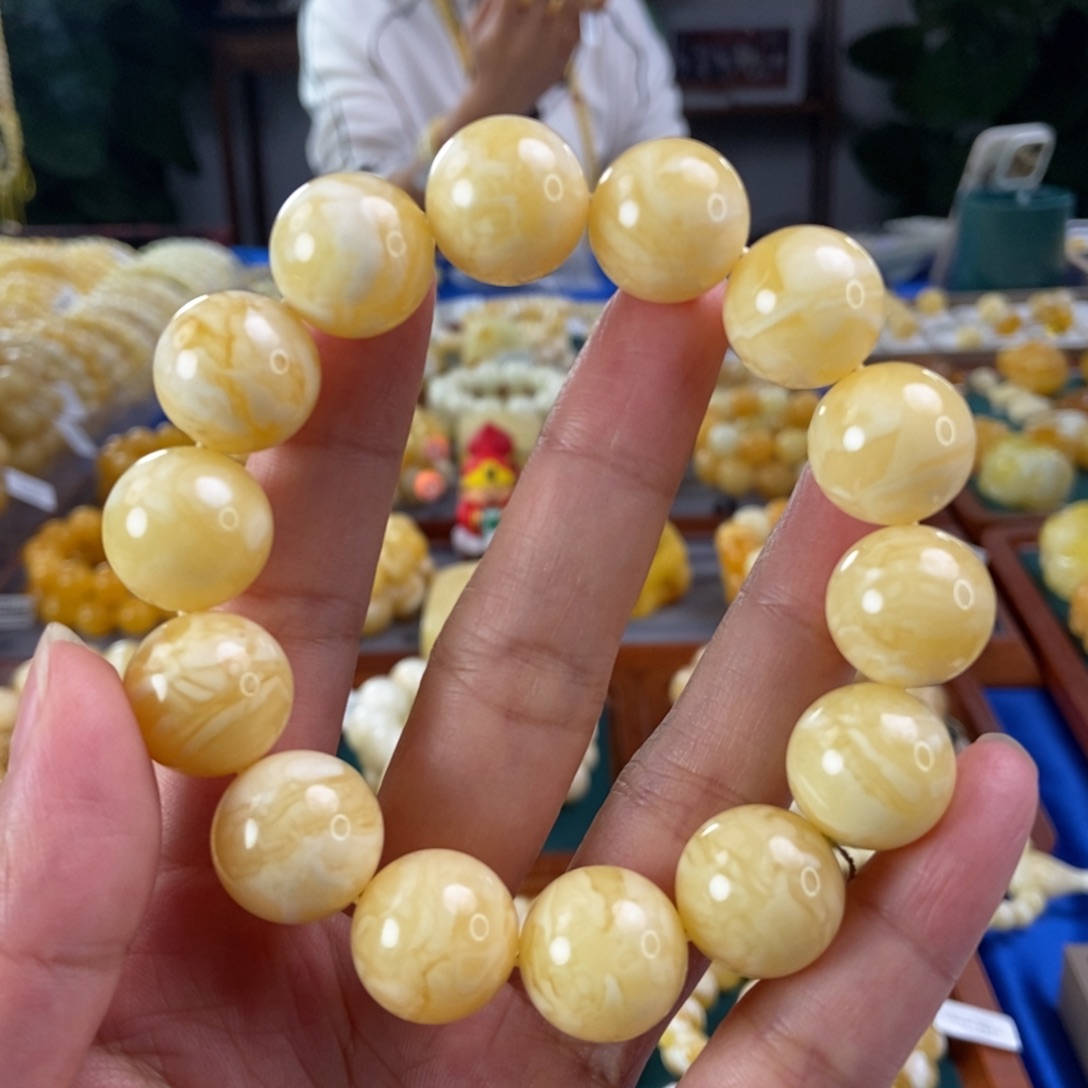 琥珀珠宝奇石未镶嵌16虎皮圆珠35.74