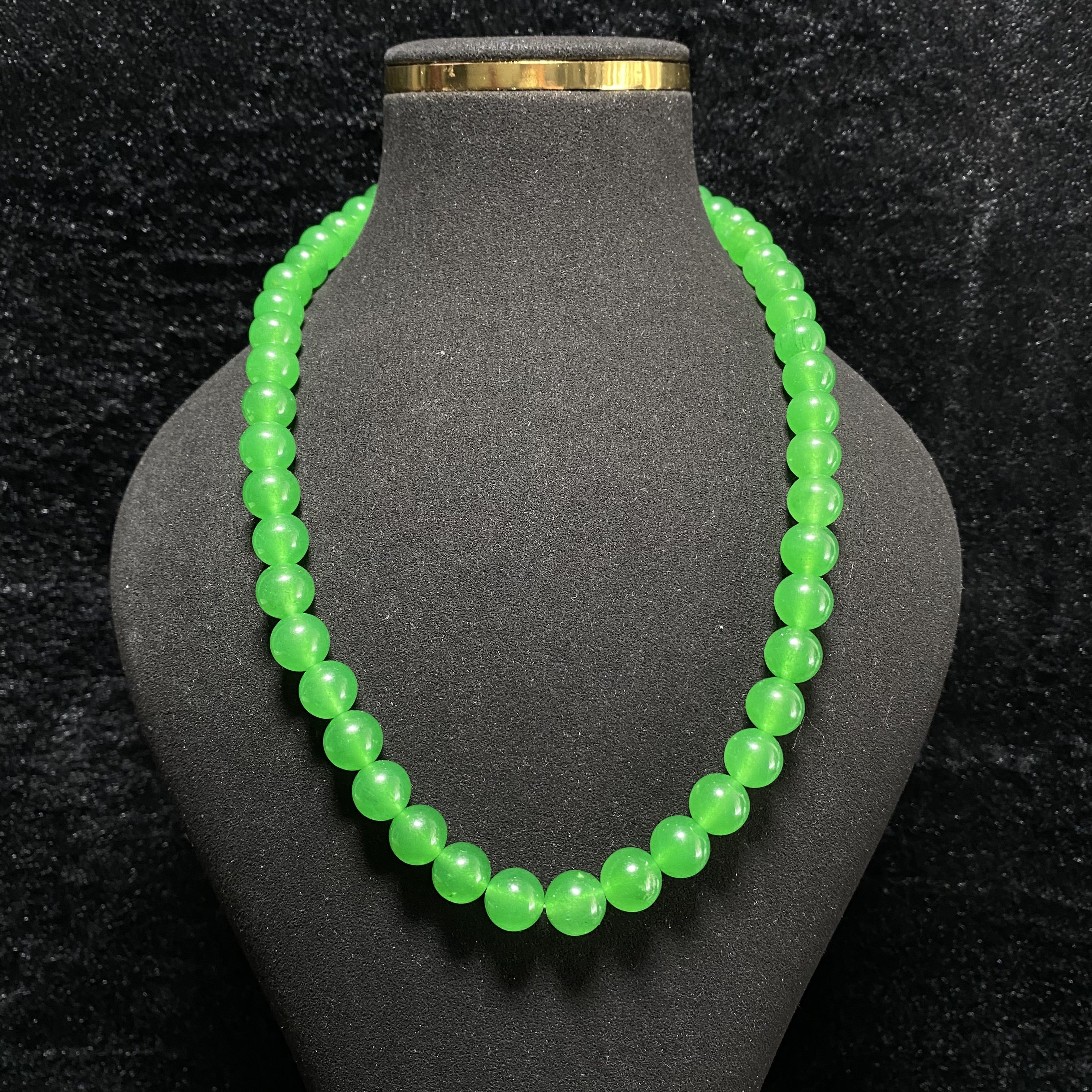 石英石手链 卡10浅满绿手串项链毛衣链纯天然非洲翠高冰飘花108颗