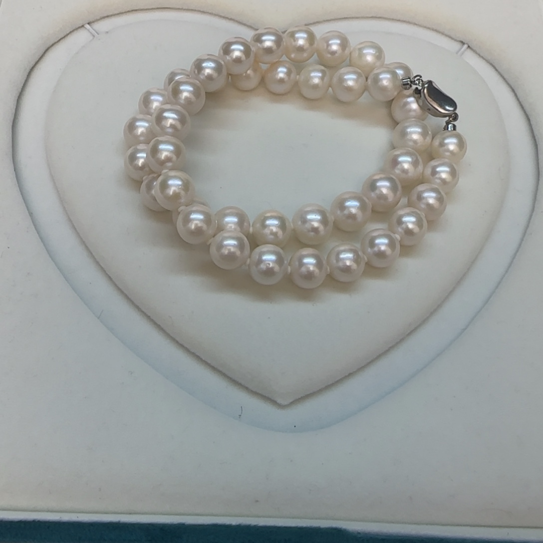 项链银S925镶嵌淡水珍珠