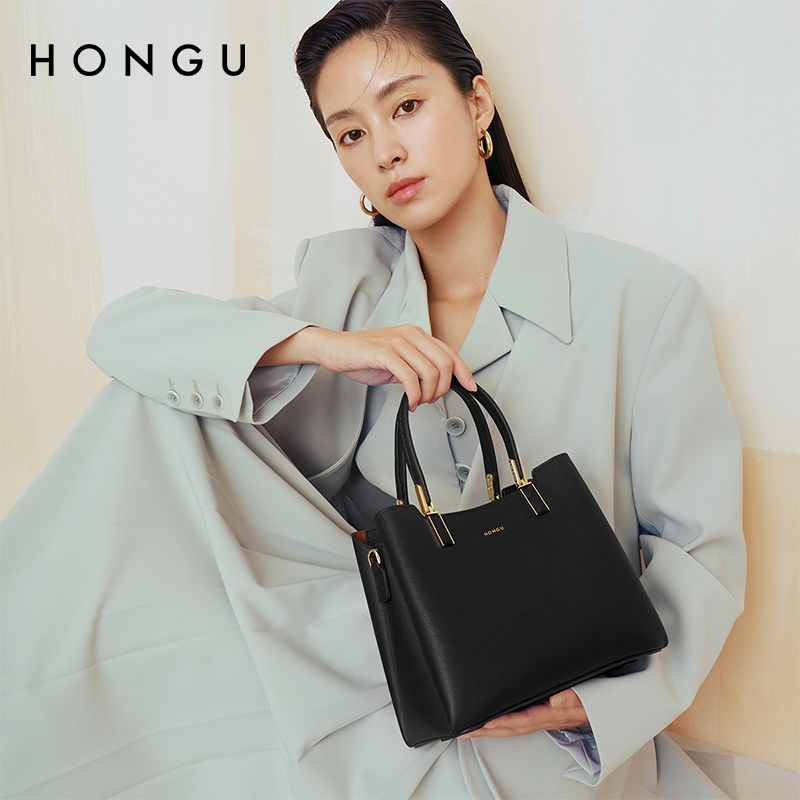 HONGU/红谷新款时尚大气优雅手提包简约气质大包单肩包女