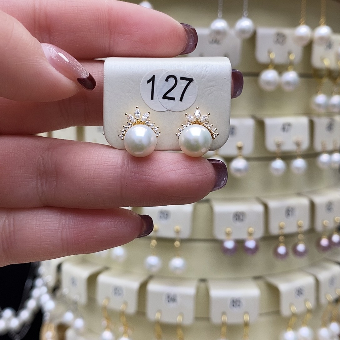 淡水珍珠耳饰银S925镶嵌