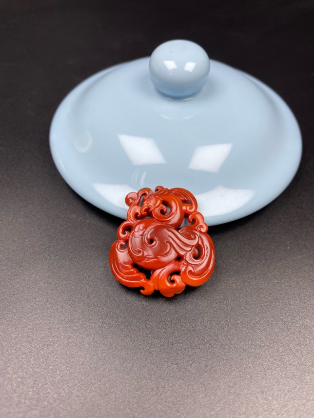 凉山南红包浆仿古凤吊坠