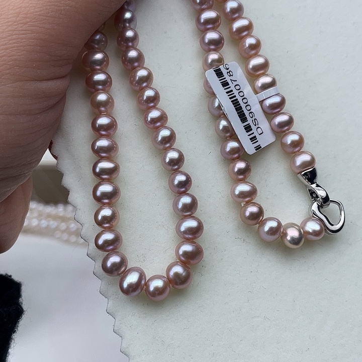 淡水珍珠颈饰银S925镶嵌卡7➕极光紫炫彩