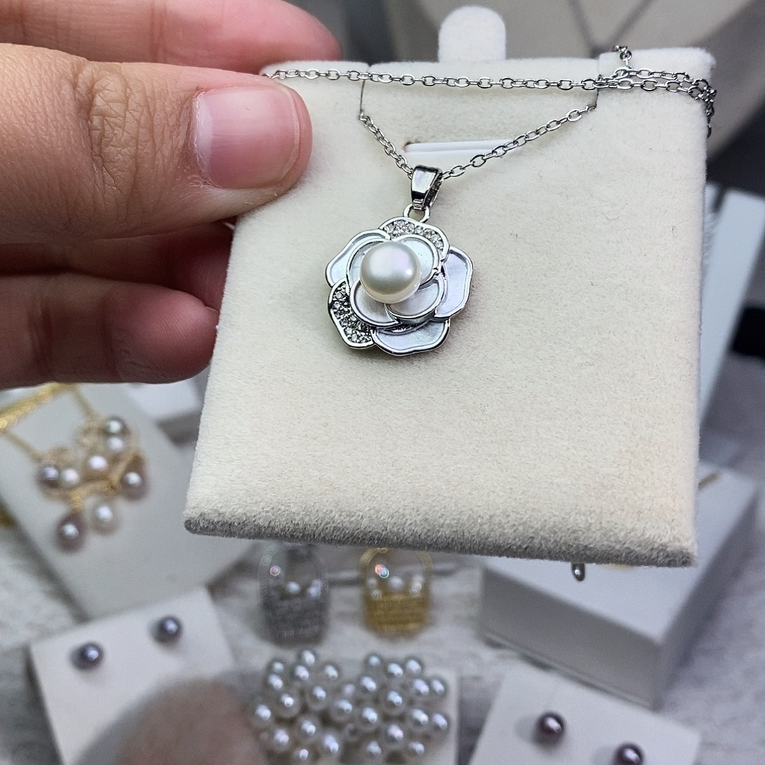 淡水珍珠耳饰银S925镶嵌