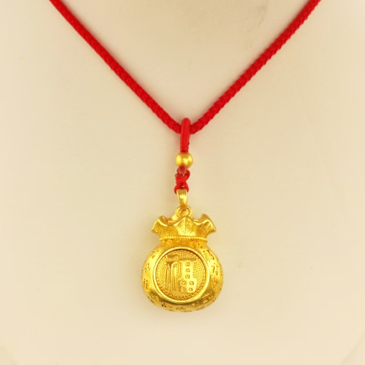 合金吊坠 大号福袋百福吊坠金色项坠精美链坠时尚坠饰 非黄金