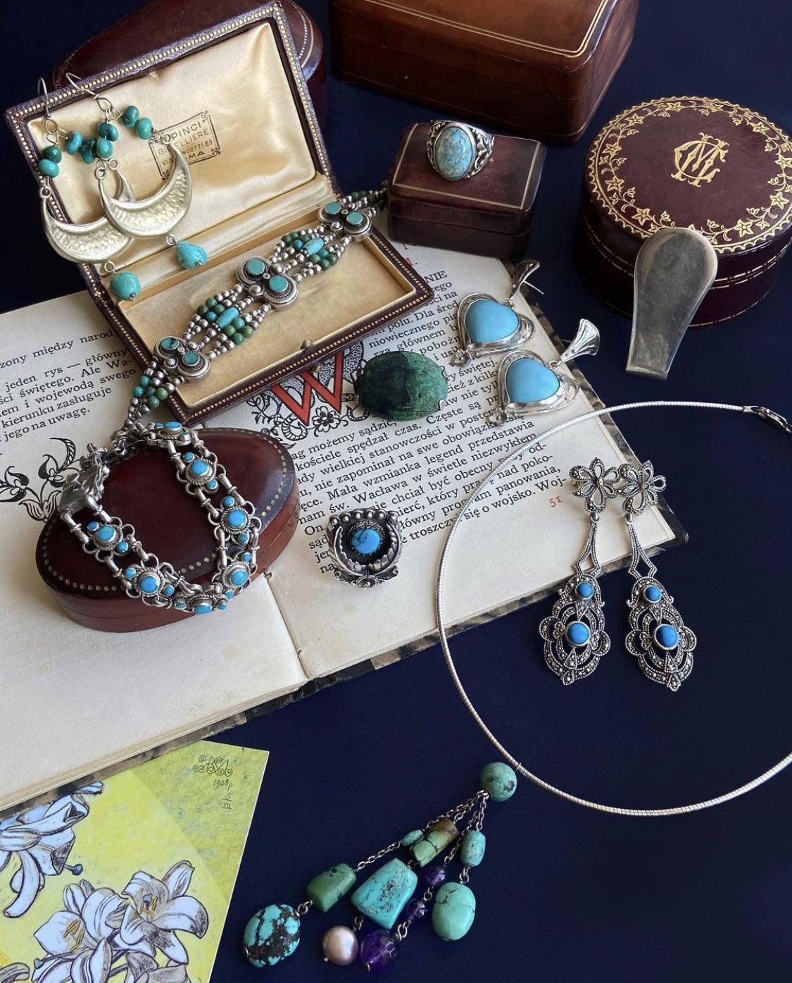 合金胸针 海外回流中古饰Vintage 耳夹胸针项链手链时尚复古精美