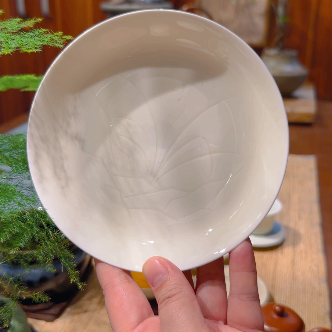 微澜定瓷 兰花壶承15.5