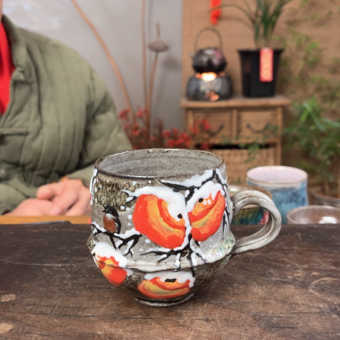 瓷片景德镇柴烧手绘杯