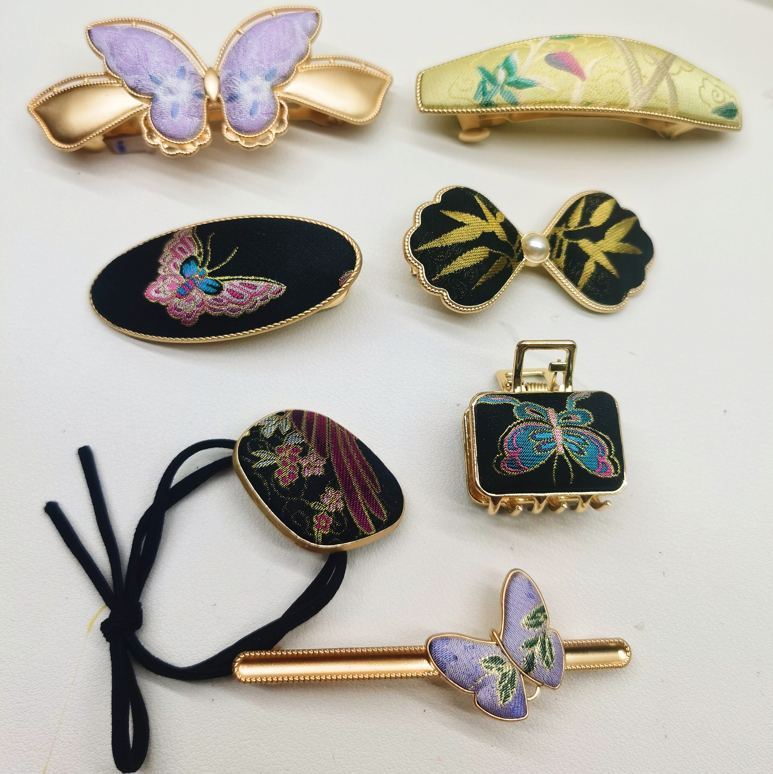 非遗宋锦面料发饰发簪发夹手工制作国风新中式可定制链接