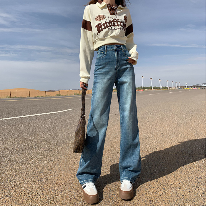 （901-1000）牛仔裤百搭瑕疵默认磨损女士