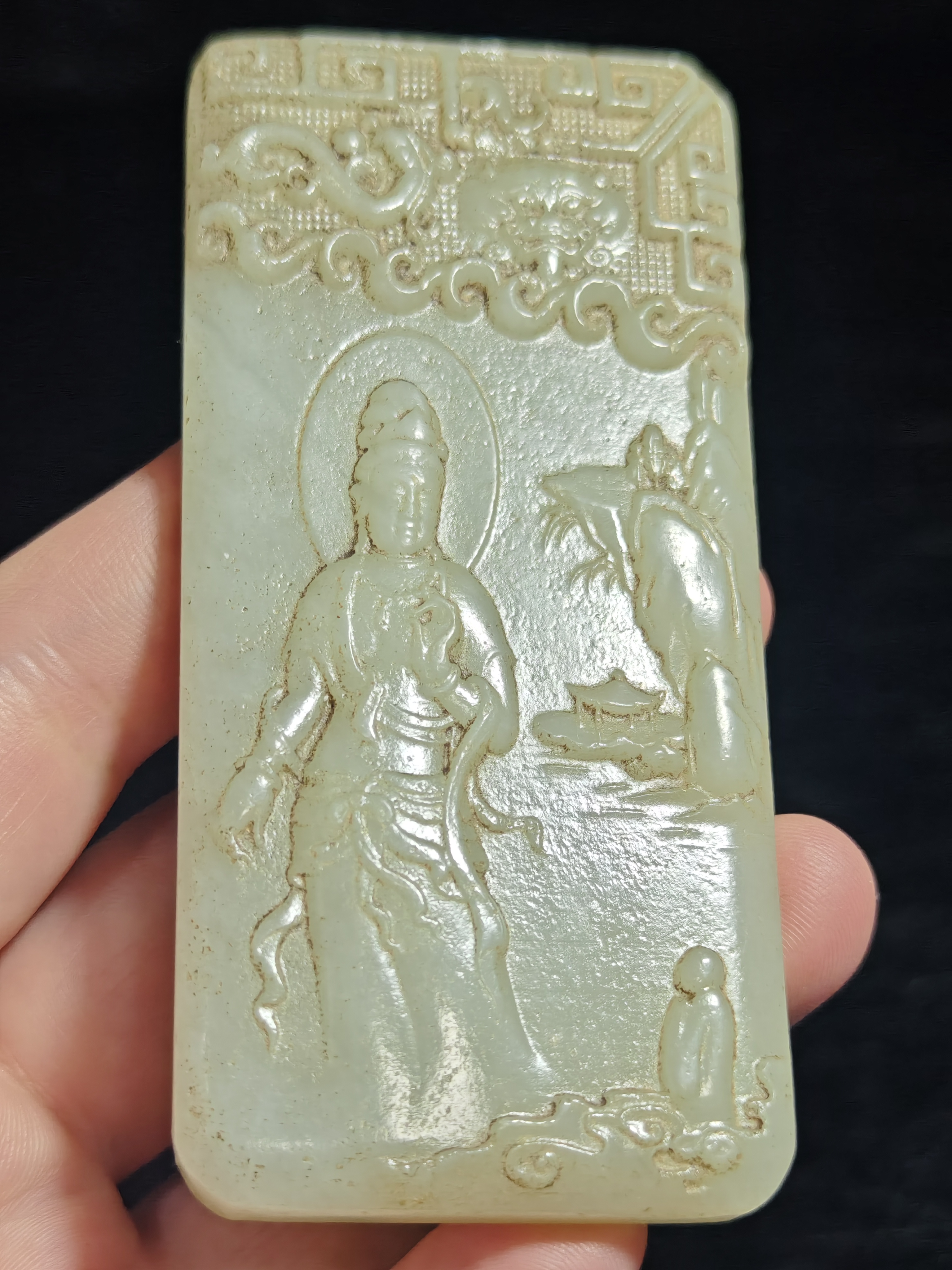 和田玉    观音玉牌