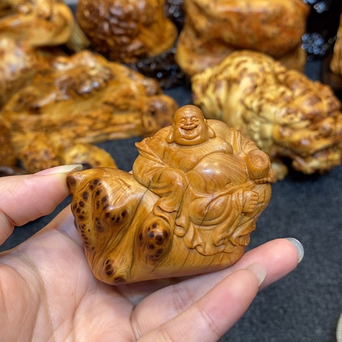 柏木（崖柏）精品陈化虎皮瘤疤弥勒佛