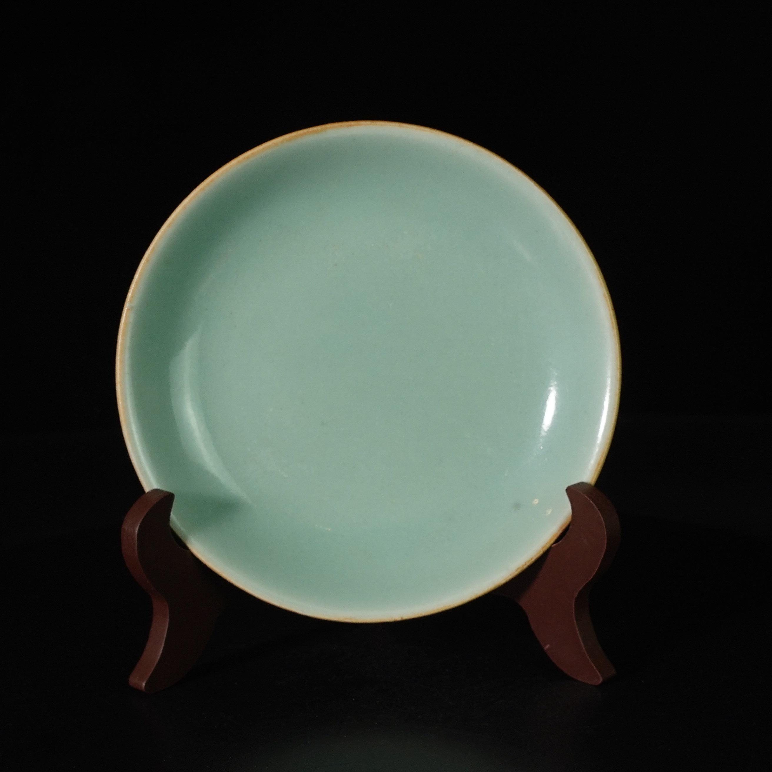 LABC250315059【十竹斋】清道光粉青釉赏盘