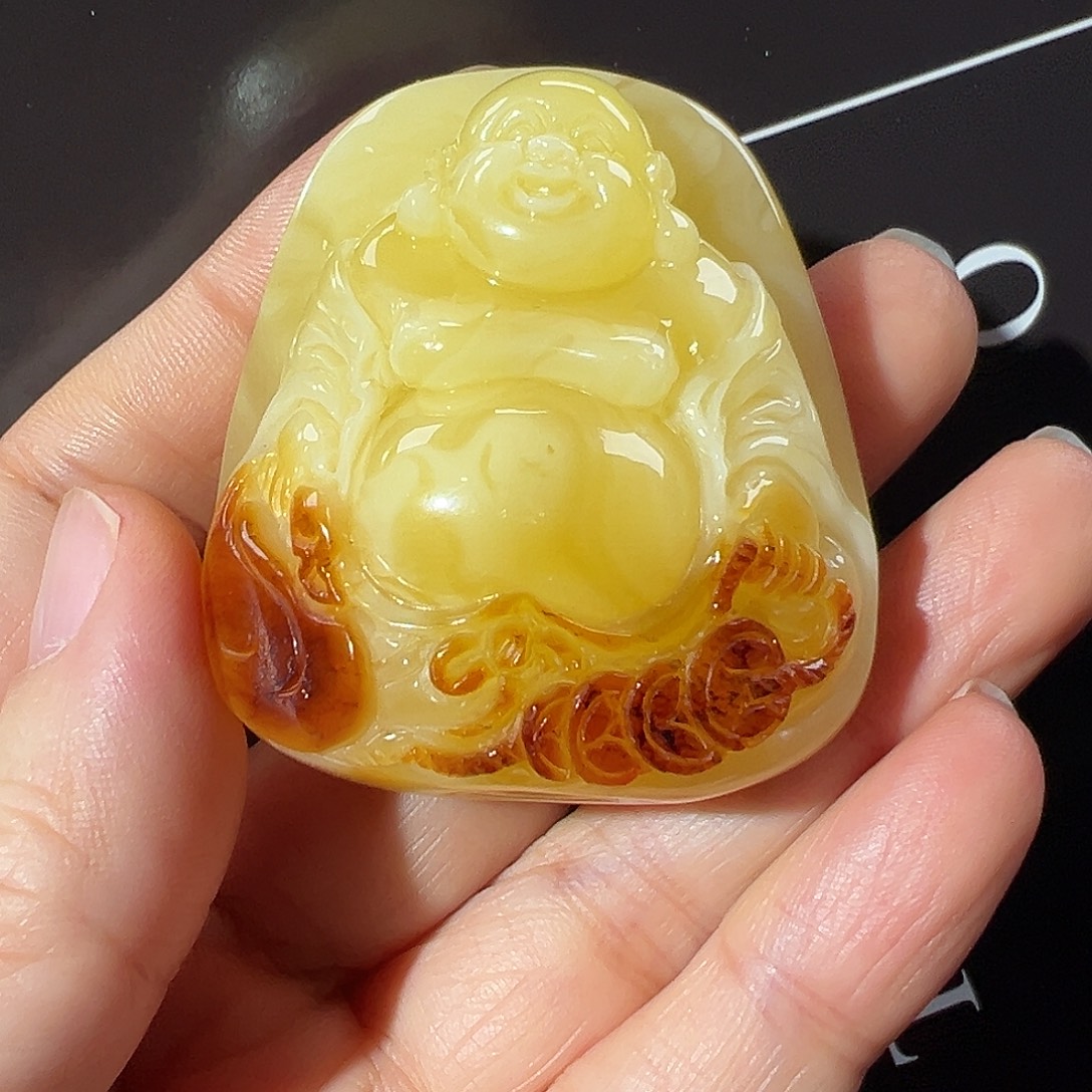 琥珀未镶嵌耳饰佛公