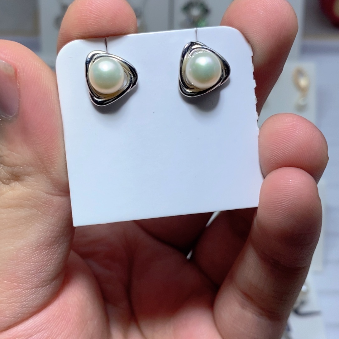 耳饰淡水珍珠银S925镶嵌