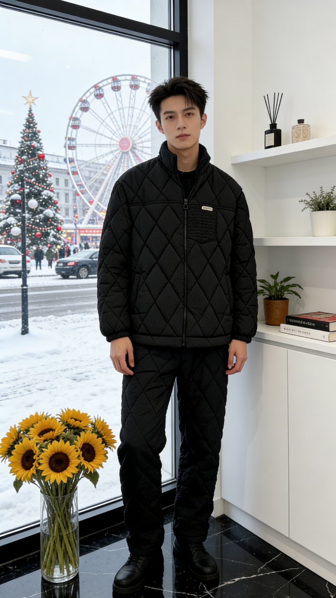 【0323英标】冬季男士睡衣加绒休闲保暖家居服立领不厚重时尚运动