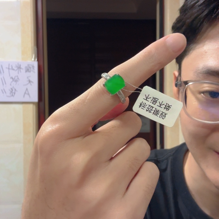 翡翠银S925镶嵌颈饰戒指