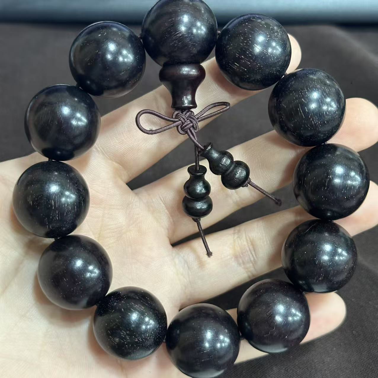 血檀老料爆满星佛珠手串男女款卡20染料紫檀 058（无礼盒）