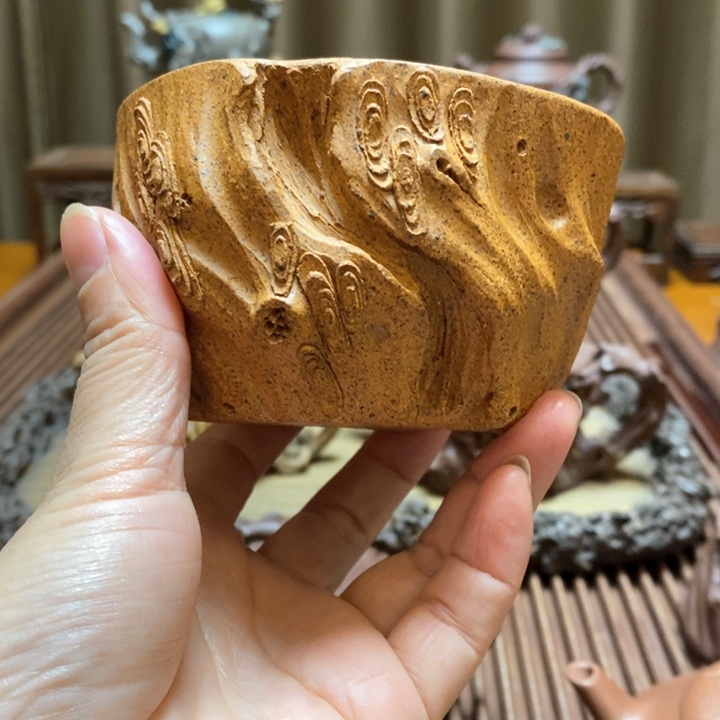 紫砂茶壶全手工制作松桩无把杯