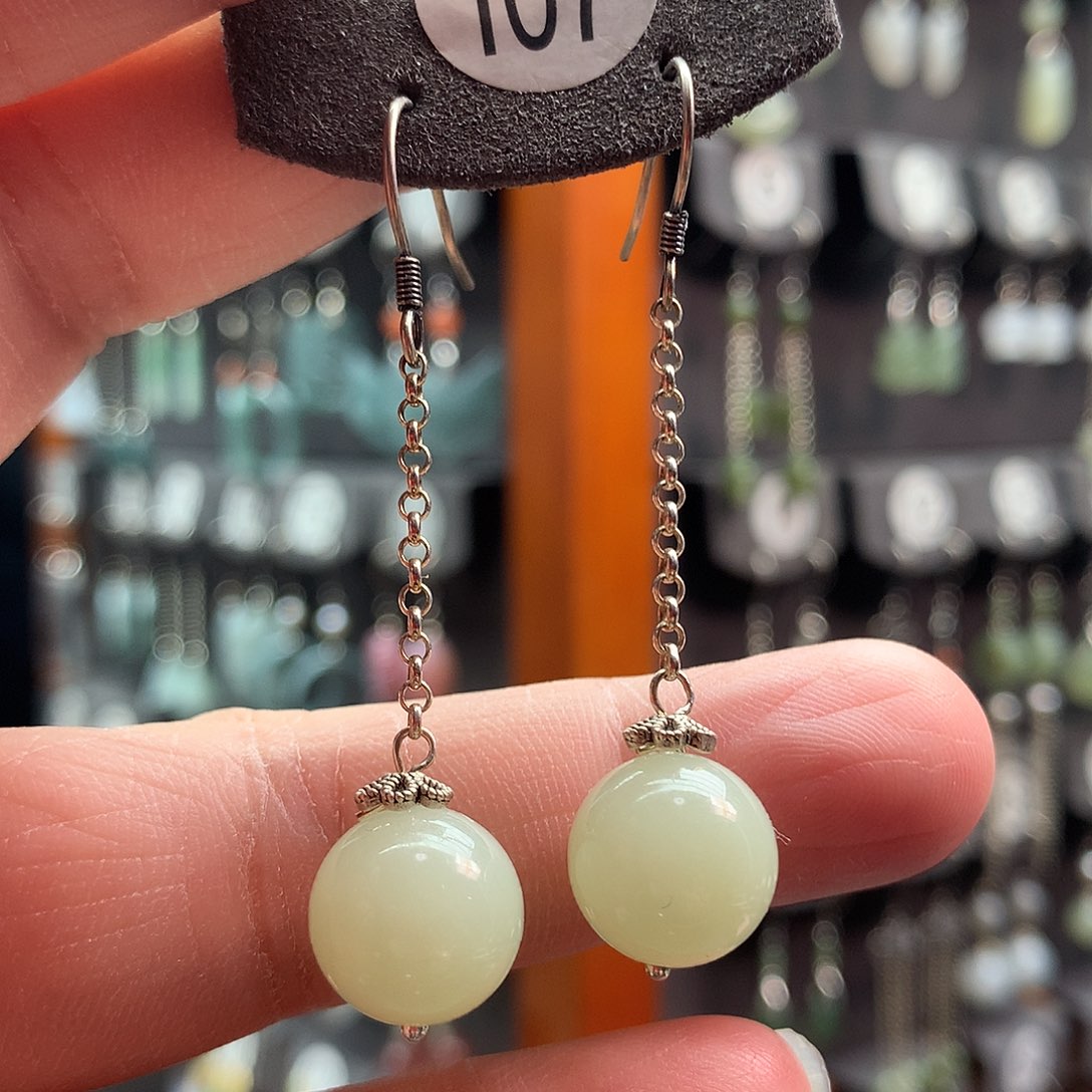 和田玉未镶嵌耳饰107